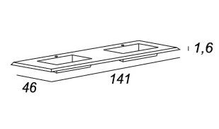 Раковина из искусственного мрамора с двумя чашами Cezares 141x46 50215